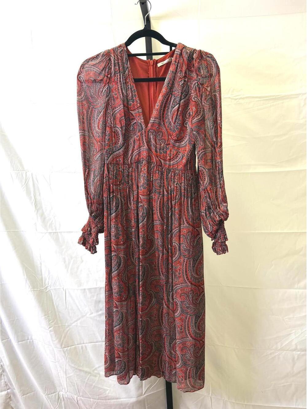 Thurley Size 2 RTR Women's Long Sleeve Paisley Print Dress